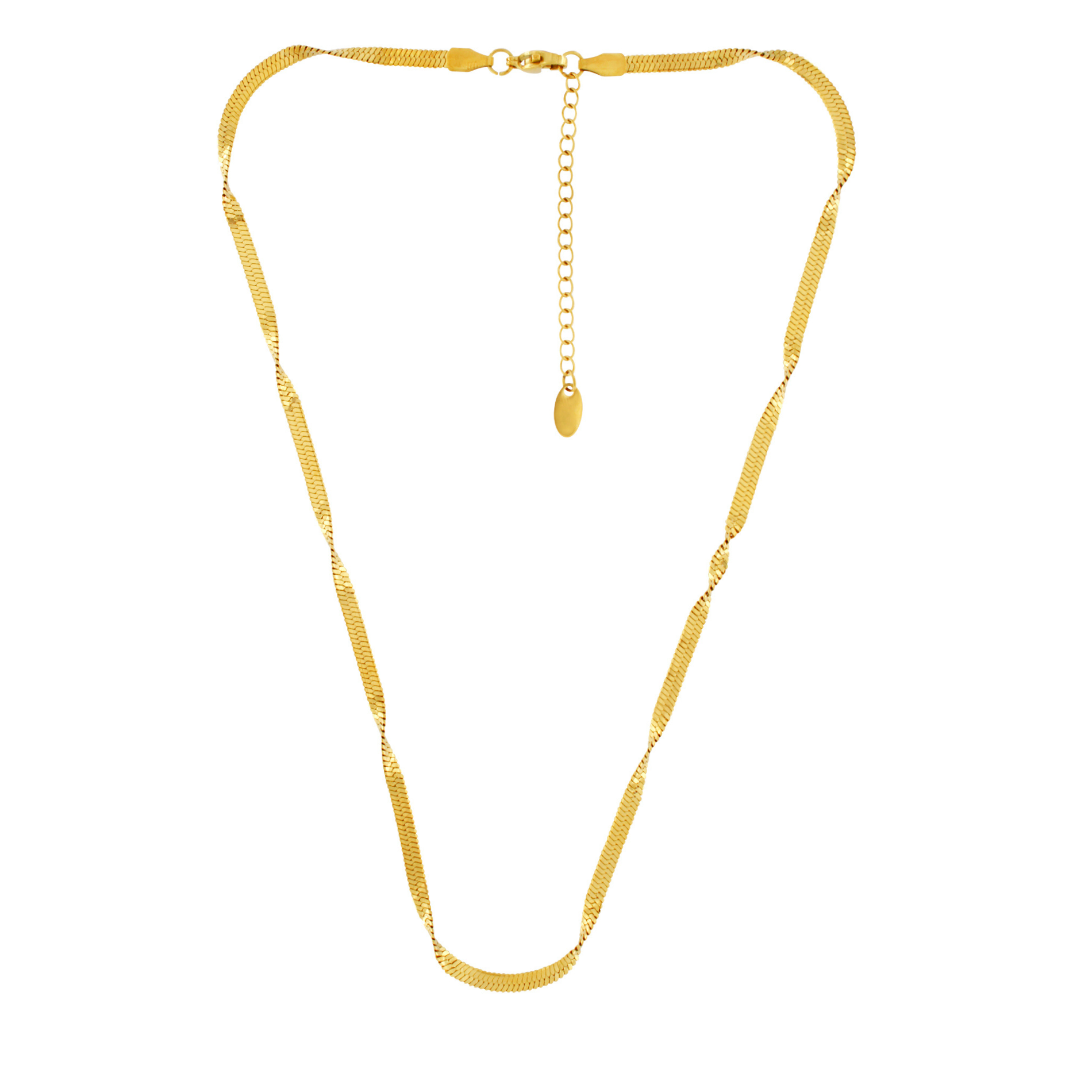 Twisted Herringbone halskæde, vandfast - forgyldt